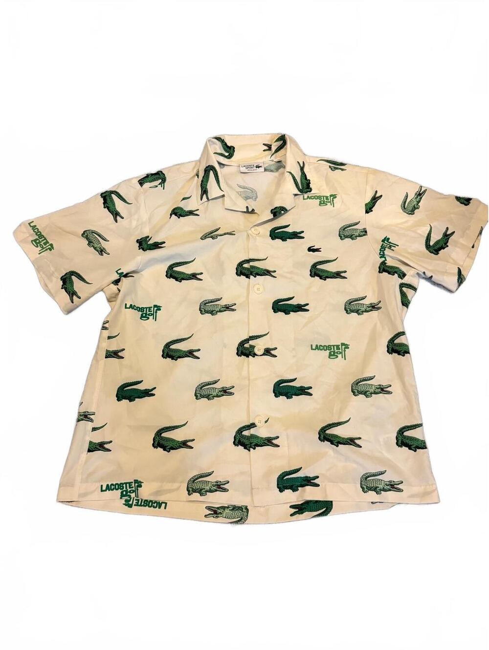 Lacoste Sport Men's Crocodile Print Short Sleeve Golf Camp Shirt White CH5619